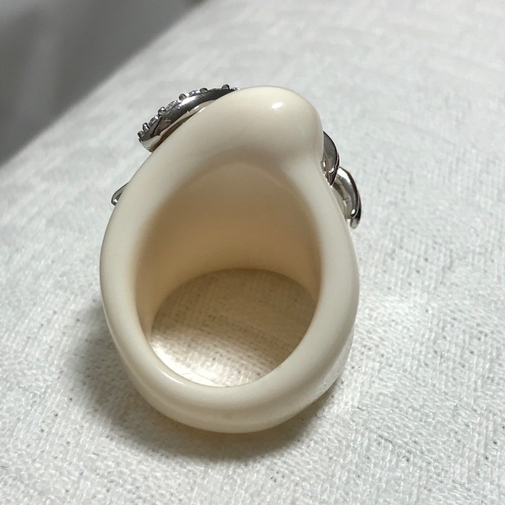 Couture Sterling Silver Cz Statement Ring Sz 7 - Picture 3 of 5